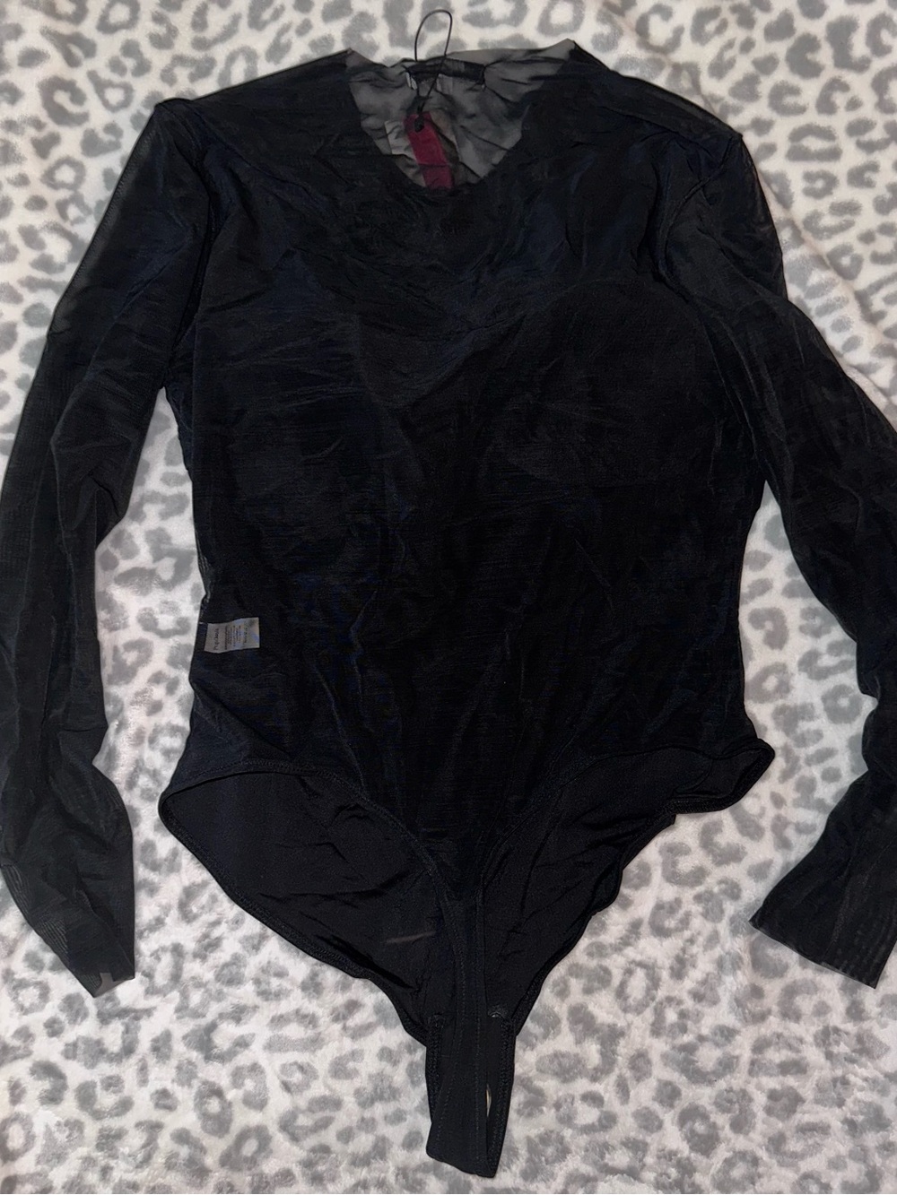 Black Long-Sleeve sheer Bodysuit plus size